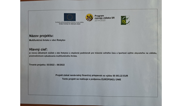 Projekt multifunkčné ihrisko Rokytov